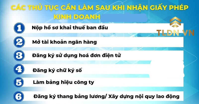 Có khá nhiều công việc cần làm sau khi nhận giấy đăng ký kinh doanh